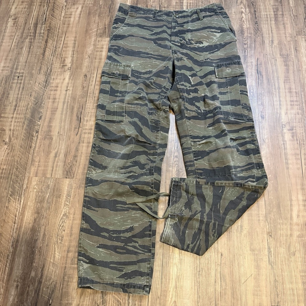 VTG Tiger Stripe Camo Combat Trousers Cargo Pants US Military Mens Medium